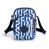 畅印迷你小包包女斜挎包装手机布袋子挂脖女士零钱包竖款放手机包夏 深蓝字母