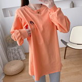 米娅琳 产后哺乳衣上衣春秋季外出长袖喂奶衣服辣妈款秋装外穿哺乳期T恤 桔色 L（适合100-120斤）