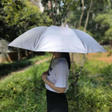 头戴式伞帽三折叠大号晴雨两用帽子伞钓鱼伞户外太阳伞采茶摄影伞 高密银胶外银色直径100cm