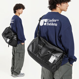LIVEBOX EN DIRECT日系工装斜挎包男单肩包邮差健身包旅行包潮牌背包斜跨大容量包包 黑色 黑色中款(含干湿分离袋)