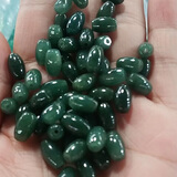 晶屿 天然A货翡翠散珠 玉珠子白油青 DIY饰品手链项链配件米粒路路通 精选12*8油青色/一颗价