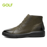 GOLF高尔夫冬季加绒靴子男保暖耐磨户外工装靴短筒英伦风男靴马丁靴男 军绿色 39