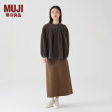 无印良品（MUJI）女式 法兰绒 抽褶罩衫 美拉德风纯棉衬衫 女士衬衣内搭冬季款 深棕色 S 155/80A