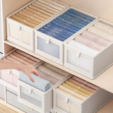 家の物语（KATEI STORY）日本衣服收纳箱大号布艺衣物收纳盒整理箱学生抽屉衣柜被子储物箱 全棉麻分隔收纳盒 6分格*1个装