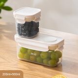 dehub食品级带冰保鲜盒便携外带移动小冰箱自带冰便当盒户外野餐水果盒 【白色200ml+500ml】精准刻度