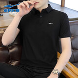 鸿星尔克（ERKE）男装短袖t恤2025夏季红星男士polo衫休闲透气运动跑步上衣白色R 正黑3094 2XL