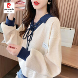 皮尔卡丹（pierre cardin）轻奢卫衣女春秋款2023新款新款春秋季小个子宽松薄款上衣外套 杏色 L 适合116-135斤