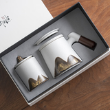 圣比姿泡茶杯茶水分离杯男生父亲生日礼物男士送爸爸老公伴手礼商务礼品 陶瓷水杯办公高档茶具加茶罐 白 送老师长辈退休纪念品实用定制