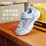 Skechers斯凯奇儿童运动鞋秋冬镭射熊猫鞋轻便防滑大童男女跑步鞋302576L 浅蓝色/薰衣草色/LBLV/镭射 36