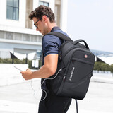 CROSSGEAR瑞士军士刀双肩背包男商务大容量出差旅行休闲17吋笔记本电脑书包 17.3英寸差旅旗舰款-黑色