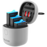 TELESIN(泰迅)适配gopro11电池适用gopro12 10 9电池充电器 内存卡读写 同时三充 收纳电池内存卡