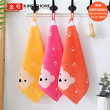 金号 纯棉家用儿童洗脸小毛巾全棉四方方巾挂式擦手巾幼儿园挂绳 挂绳RF740（红1红黄）3条装