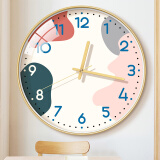 BBA挂钟现代简约时钟创意轻奢挂墙钟表客厅装饰石英钟 12英寸几何粉