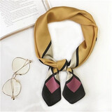 安妮洁欣 丝巾女新款时尚简约撞色百搭复古小方巾女雪纺围巾职业领巾