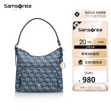 新秀丽（Samsonite）时尚通勤女包托特单肩包百搭大开口女士蓝色印花手提包NO3