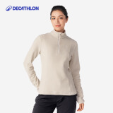 迪卡侬（DECATHLON）保暖户外抓绒衣外套男女运动宽松秋摇粒绒外套冲锋衣内胆 MH100 女款-半拉链-淡咖色 M