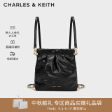 CHARLES&KEITH迷你菱格流浪包单肩斜挎双肩包包女包生日中秋礼物CK2-60782390 Black黑色 S