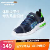 Skechers斯凯奇儿童运动鞋春秋女童魔术贴休闲鞋中大童轻质跑步鞋303601L 403723L海军蓝色/柠檬色/NVLM 32码