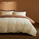 MIDO HOUSE铭都100支新疆长绒棉四件套100%纯棉床上用品床单被套床笠三件套 明月黄配茗茶褐【棉柔基础款】 1.5m 床单款 （被套200*230cm）