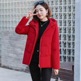 俏婷朵24年新品冬季新款羽绒服女士大毛领短款派克服韩版女款内胆白鸭绒 8901红色 M【建议115-125斤】