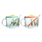 乐美雅 Luminarc玻璃杯耐热牛奶杯马克杯微波炉用早餐杯麦片杯茶杯水杯 正太+萝莉各一个