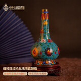中外珐琅美术馆景泰蓝花瓶摆件铜胎掐丝珐琅直颈瓶 