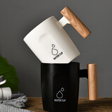 卡塞格林 日式简约洗漱杯牙刷杯套装木柄刷牙杯子家用漱口杯情侣一对牙缸杯创意 【 1只装 】黑色-木柄款