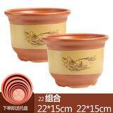 春枝韵 50cm口径大号花盆紫砂粗砂陶土陶瓷花盆落地盆景兰花盆花卉绿植 口径22cm+22cm(促销价) 型号