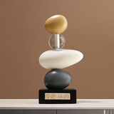 贝汉美（BHM）高档轻奢老板办公室摆件工艺品高端大气客厅桌面书房酒柜装饰品 【石来运转】时来运转