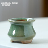 景青小花盆陶瓷多肉控型拇指盆简约创意个性透气桌面迷你可爱 ZY拇指绿冰裂-收腰陶瓷 小