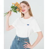 LAGOGO白色休闲纯棉百搭T恤女拉谷谷夏季新款正肩圆领短袖上衣 本白色(V1) XL