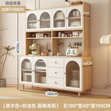 阁澜仕奶油风餐边柜高柜靠墙一体家用厨房橱柜客厅酒柜现代简约储物橱柜 180*40*190 圆角【原木色】 送装入户