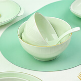 晋宝源陶瓷碗盘套装潮州餐具面碗家用乔迁套装青绿色简约纯色厨具组合 4.5英寸碗 4头