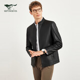 七匹狼皮衣夹克外套男士秋冬羊皮革亚光真皮夹克男商务休闲机车外套