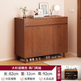 半隅雅居鞋柜家用门口新中式实木色储物柜2024新款玄关柜大容量楼道鞋架子 【实木腿-两门两抽】胡桃色82*92