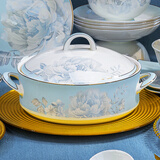 红牡丹景德镇碗碟餐具轻奢金边碗具陶瓷碗盘家用单品汤碗中式吃饭碗筷 月光牡丹公主煲1个