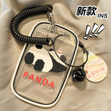 创意卡套校园卡饭卡高颜值公交地铁交通卡工作牌带挂绳高级感男女生情侣卡套身份证门禁银行卡保护套 屁屁熊猫 卡套+弹簧绳+挂饰 透明可爱ins证件卡套钥匙扣