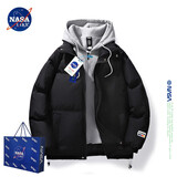 NASALIKE官方棉服男冬季宽松抗寒保暖连帽棉衣外套加厚面包服羽休闲绒棉袄 黑色 XL   推荐135-160斤