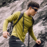 OMG春秋季训练服速干衣长袖男透气吸湿排汗跑步弹力健身衣服紧身上衣 鸣沙黄 建议拍大一码 L (120-140斤)