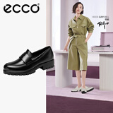 爱步（ECCO）【明星同款】乐福鞋女 百搭牛皮厚底粗跟英伦风单鞋女 摩登490013 黑色49001301001 建议选小一码 35 （偏大，建议选小一码）