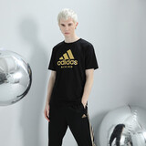 阿迪达斯 （adidas）短袖男2023夏季户外休闲运动服跑步健身速干T恤 黑/金 2XL 