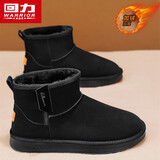 回力(Warrior)雪地靴男女鞋百搭加绒短筒靴子情侣保暖靴 1275 黑色 40