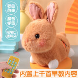 快乐音符儿童电动毛绒小兔子会唱歌学舌智能玩偶可遥控动耳的萌宠公仔玩具 棕色萌兔 USB智能充电