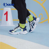 乔丹男大童跑步鞋儿童春秋季密网运动鞋子抽绳童鞋 沉静蓝/牧舟蓝36