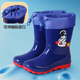 儿童雨鞋小中大童雨靴水鞋宇航员防水防滑耐磨四季款学生新款鞋 -13深蓝【加防水口】无绒 内长22厘米(适合平时34-35码)