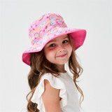 BanZ婴幼儿夏季轻薄宽帽檐防紫外线遮阳帽双面沙滩防晒太阳帽0-2岁 梦幻彩虹