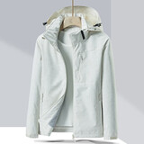 BRELRMON加绒风衣外套男女韩版防风保暖单层软壳冲锋衣工装风夹克文艺上衣 9930S-2银杏白-女【迷彩】 XL