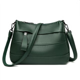瑾安（JINAN）真皮女包斜挎包包牛皮软皮百搭中年妈妈包女神节三层单肩包女士包 绿色小号xs8927