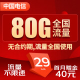 中国电信电信卡流量卡全国不限速卡手机卡月租上网卡电话卡日租卡电信流量卡