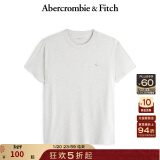 ABERCROMBIE & FITCH男装女装情侣装 经典小麋鹿圆领宽松短袖黑色多色T恤KI124-9135 浅麻灰色 S  (175/92A)